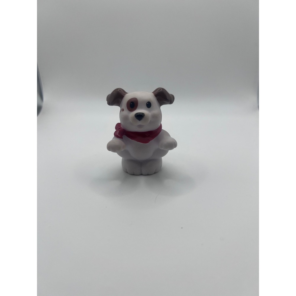 Fisher-Price Little People White Dog Brown Spots W Red Bandana 2009 Puppy Toys